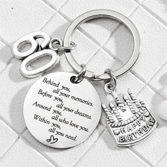 60th Birthday Gift Stainless Steel Inspirational Keychain Pendant