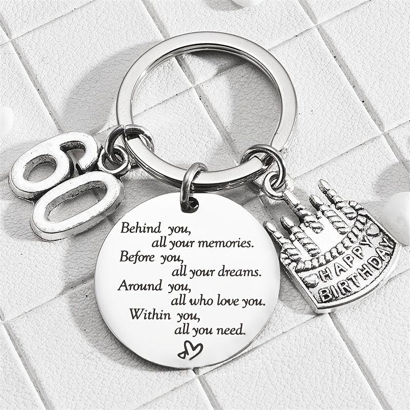 60th Birthday Gift Stainless Steel Inspirational Keychain Pendant