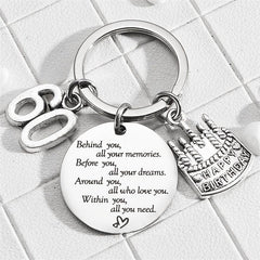 60th Birthday Gift Stainless Steel Inspirational Keychain Pendant
