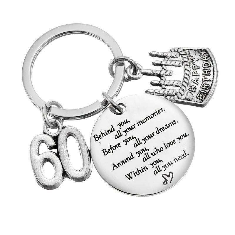 60th Birthday Gift Stainless Steel Inspirational Keychain Pendant