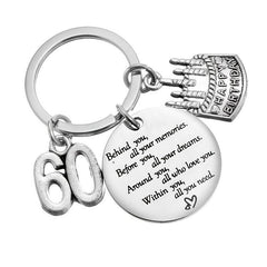 60th Birthday Gift Stainless Steel Inspirational Keychain Pendant