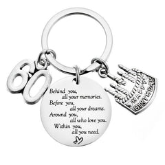 60th Birthday Gift Stainless Steel Inspirational Keychain Pendant