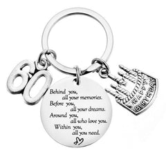 60th Birthday Gift Stainless Steel Inspirational Keychain Pendant
