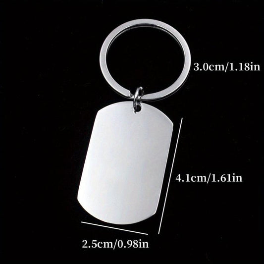 Men's ID Dog Tag Stainless Steel Keychain Military Army Keyring For Men