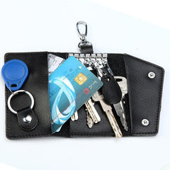 Leather Keychain with 6 Hooks Buckle Car Key Case Men's Women's Key Cover