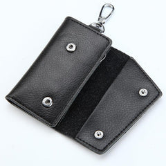Leather Keychain with 6 Hooks Buckle Car Key Case Men's Women's Key Cover