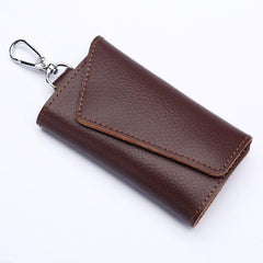 Leather Keychain with 6 Hooks Buckle Car Key Case Men's Women's Key Cover