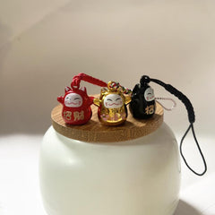 Lucky Cat Pendant Prayer Mobile Phone Chain Peace Bell Key String
