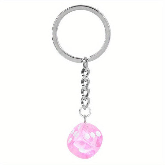 Colorful Resin Dice Keychain Men Women Key Holder Car Keyring Charm Bag Pendants