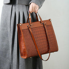 Classic Crocodile Pattern Tote Bag Large Capacity Shoulder Handbag