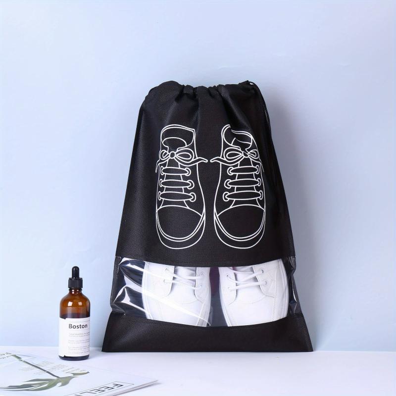 5Pcs No-woven Shoes Storage Bag Drawstring Shoes Pouch Protective Cover