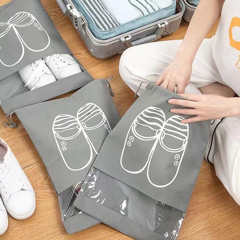 5Pcs No-woven Shoes Storage Bag Drawstring Shoes Pouch Protective Cover