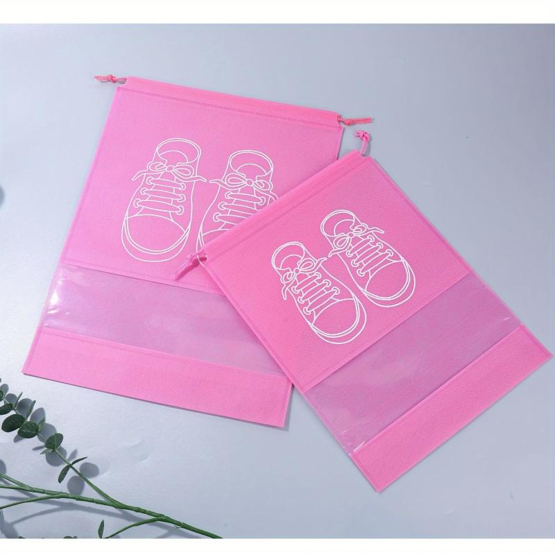 5Pcs No-woven Shoes Storage Bag Drawstring Shoes Pouch Protective Cover