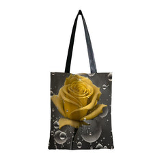 Yellow Rose Pattern Shoulder Bag Canvas Storage Handbag Versatile Shopper Bag