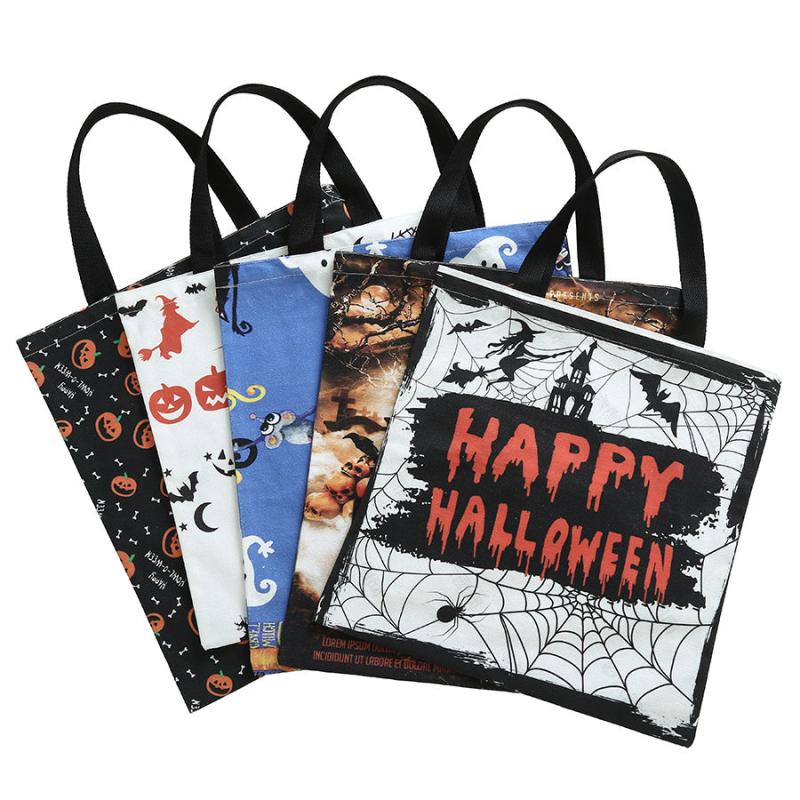 Halloween Tote Bag Trick Or Treat Candy Bags - Ghost Elf Pumpkin Print