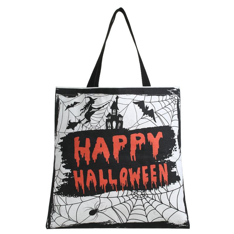 Halloween Tote Bag Trick Or Treat Candy Bags - Ghost Elf Pumpkin Print