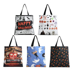 Halloween Tote Bag Trick Or Treat Candy Bags - Ghost Elf Pumpkin Print
