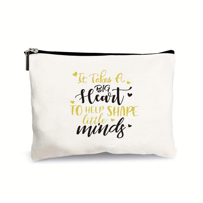 2 Pcs Letter Pattern Canvas Bag Sets - Shoulder Bag & Clutch Pouch