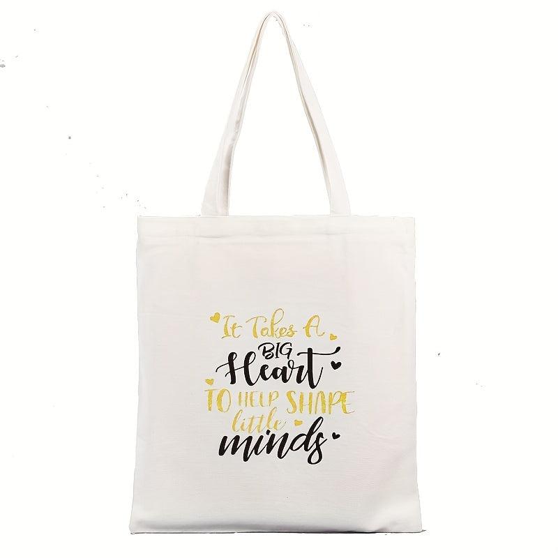 2 Pcs Letter Pattern Canvas Bag Sets - Shoulder Bag & Clutch Pouch