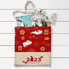 Bunny Pattern Handbag Stylish Canvas Shoulder Bag