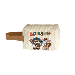 Corduroy Pencil Case with Cartoon Animal Embroidery