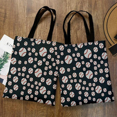 Baseball Pattern Canvas Bag Lightweight Shoulder Bag For Bowl Shopper Bag