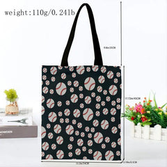 Baseball Pattern Canvas Bag Lightweight Shoulder Bag For Bowl Shopper Bag