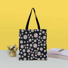 Baseball Pattern Canvas Bag Lightweight Shoulder Bag For Bowl Shopper Bag