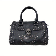 Gothic Skull Rivet Studded Boston Bag Y2K Large Capacity Handbag Women's