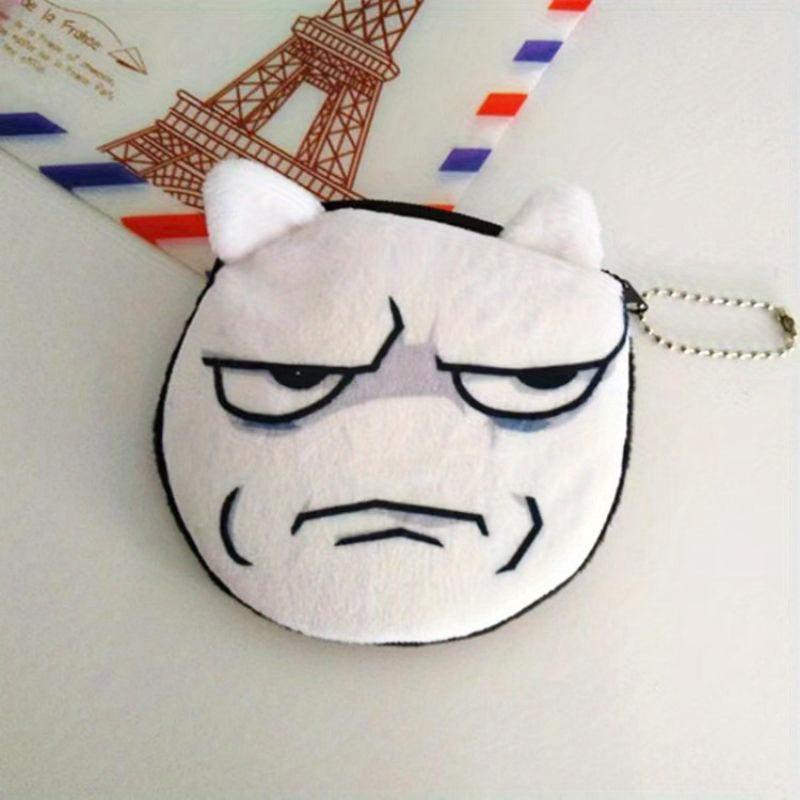 Funny Facial Expression Coin Purse Mini Zipper Storage Bag Keychain