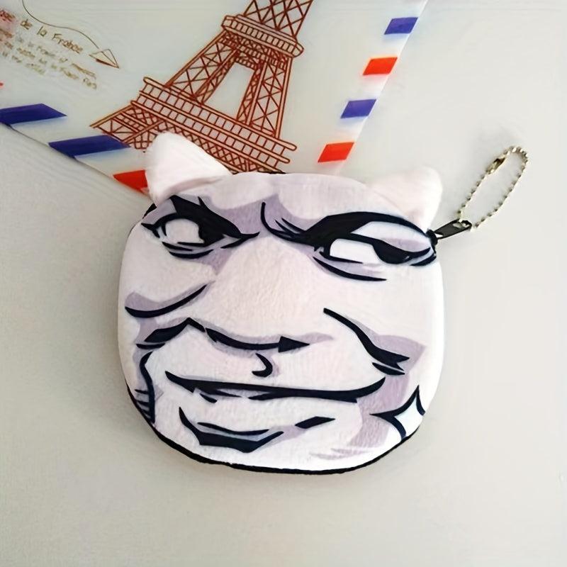 Funny Facial Expression Coin Purse Mini Zipper Storage Bag Keychain