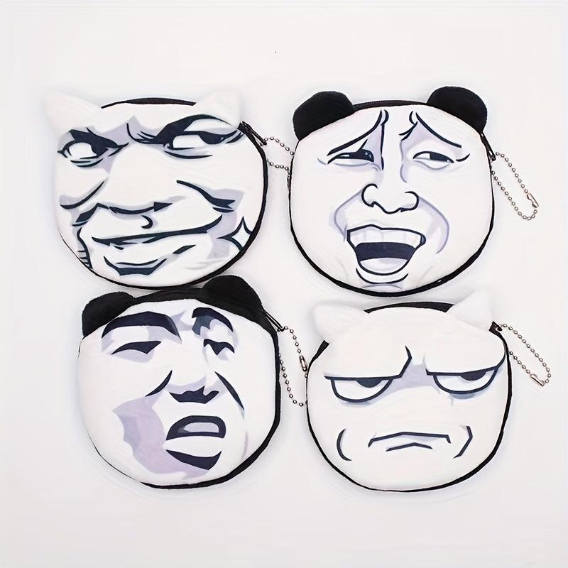 Funny Facial Expression Coin Purse Mini Zipper Storage Bag Keychain