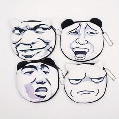 Funny Facial Expression Coin Purse Mini Zipper Storage Bag Keychain