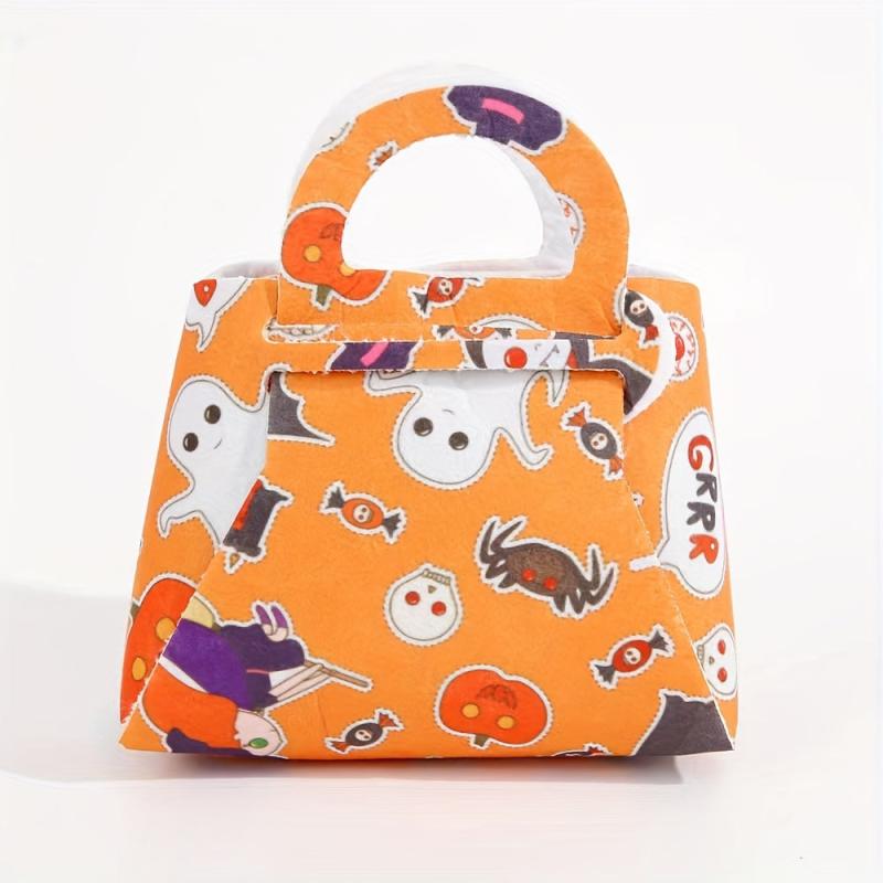 Cartoon Halloween Pattern Bag Stylish Candy Storage Handbag Gift Satchel