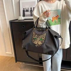 Sequins Tiger Decor Handbag Large Travel Luggage Bag