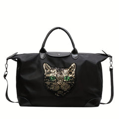 Sequins Tiger Decor Handbag Large Travel Luggage Bag