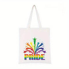 Rainbow Pattern Shoulder Canvas Bag Lightweight All Match Storage Bag