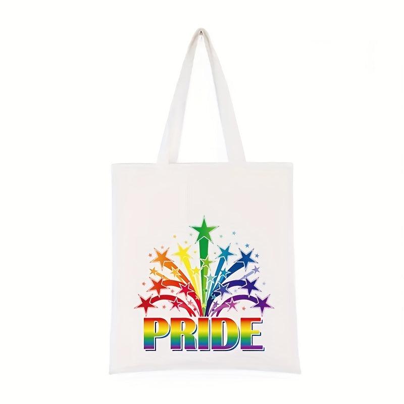 Rainbow Pattern Shoulder Canvas Bag Lightweight All Match Storage Bag
