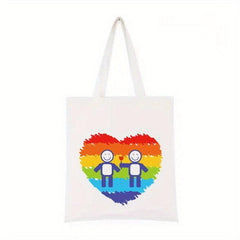 Rainbow Pattern Shoulder Canvas Bag Lightweight All Match Storage Bag
