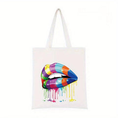 Rainbow Pattern Shoulder Canvas Bag Lightweight All Match Storage Bag