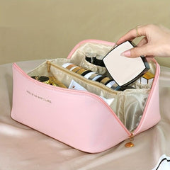 Solid Foldable Pillow Makeup Bag PU Small Toiletry Bag Waterproof