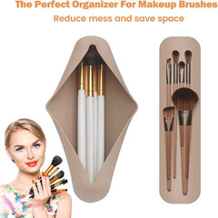 Silicone Cylinder Makeup Brush Holder Waterproof Travel Case