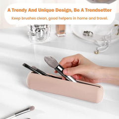 Silicone Cylinder Makeup Brush Holder Waterproof Travel Case