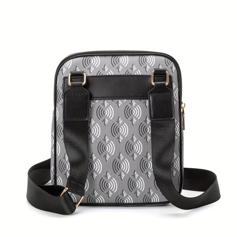 Men's Geometric Pattern Crossbody Bag for Work Commute Business