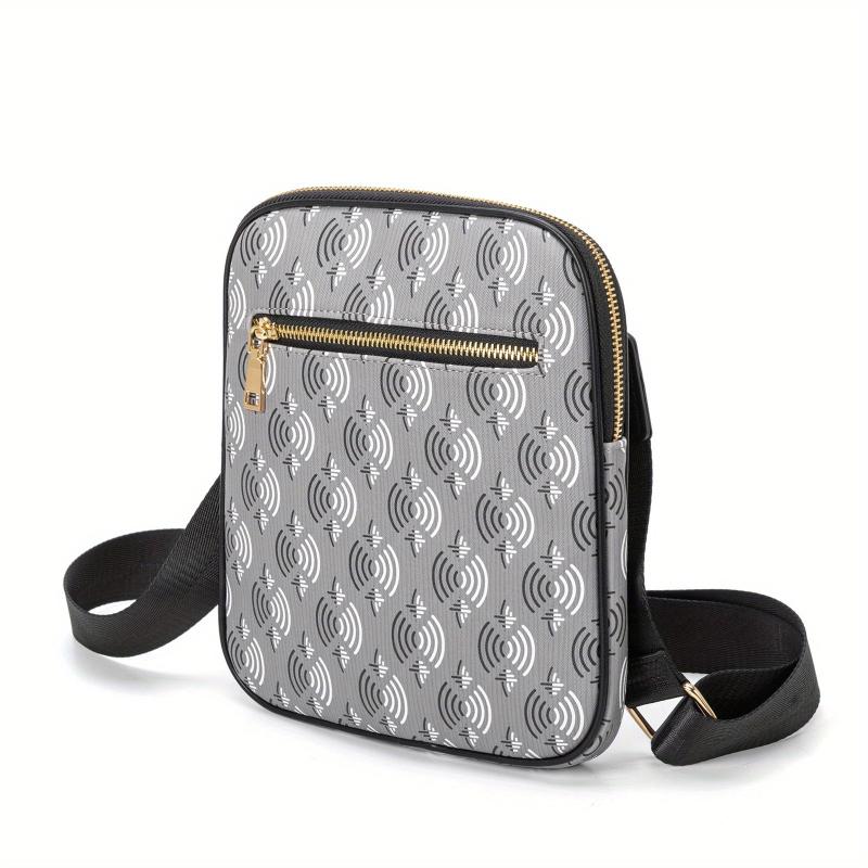 Men's Geometric Pattern Crossbody Bag for Work Commute Business