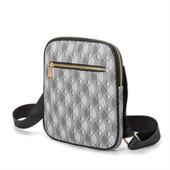 Men's Geometric Pattern Crossbody Bag for Work Commute Business