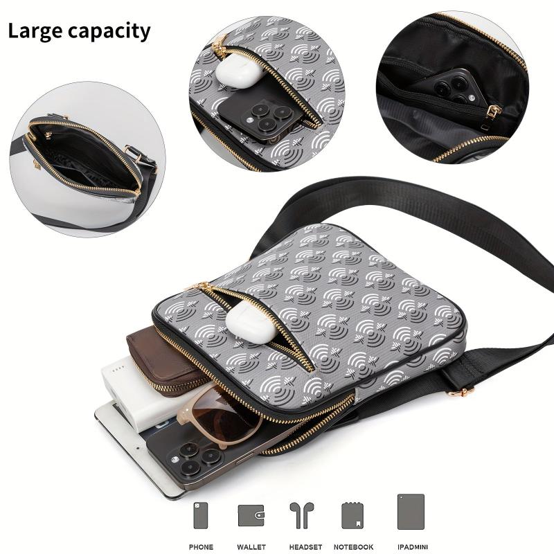 Men's Geometric Pattern Crossbody Bag for Work Commute Business