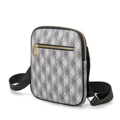 Men's Geometric Pattern Crossbody Bag for Work Commute Business