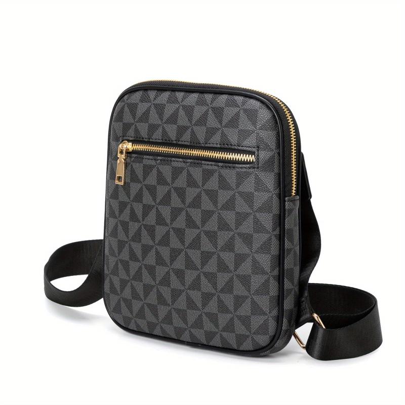 Men's Geometric Pattern Crossbody Bag for Work Commute Business