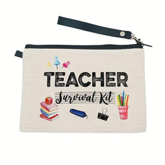 Letter Print Zipper Pouch Carry On Bag for Teacher